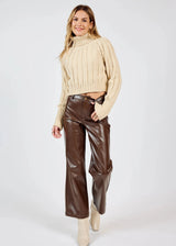 Night Vision Faux Leather Pants - Brown