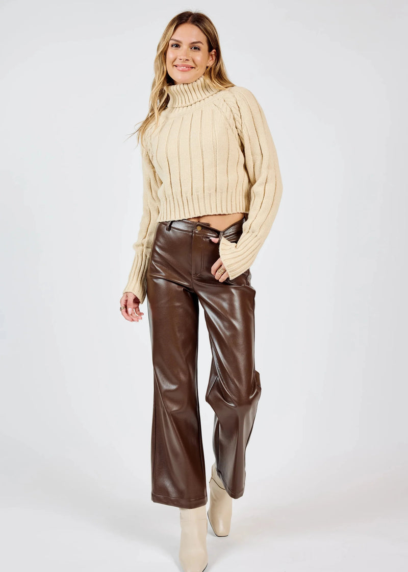 Night Vision Faux Leather Pants - Brown