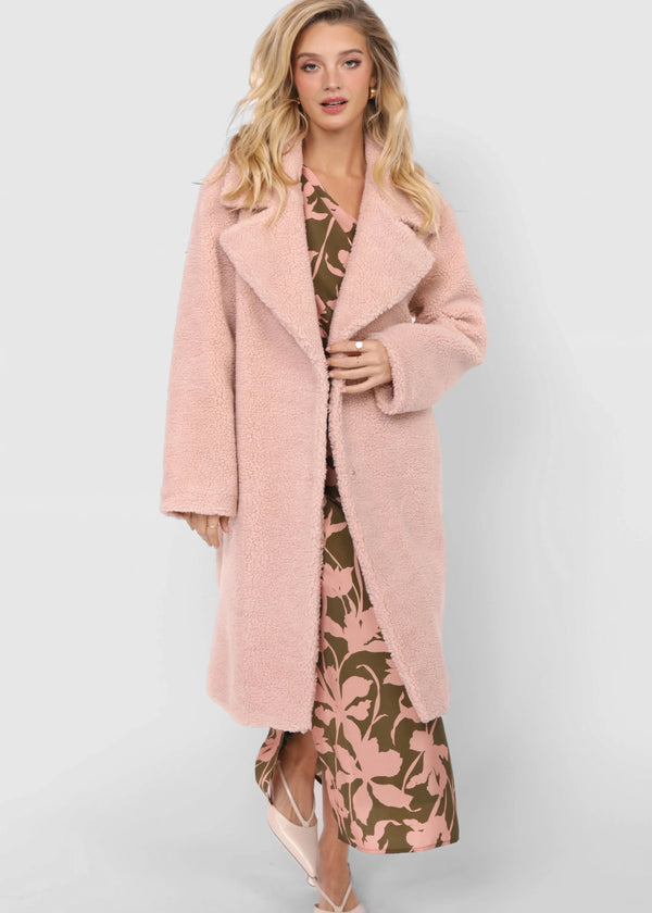 Gemma Teddy Coat - Blush