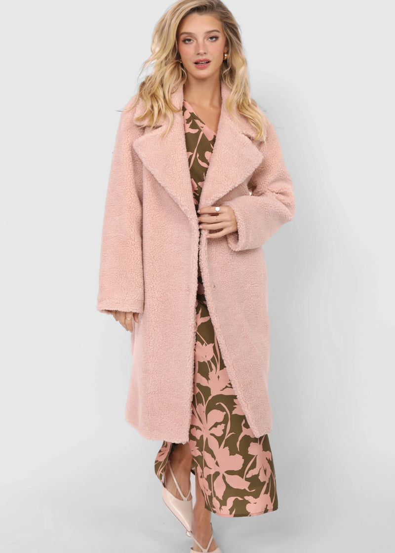 Gemma Teddy Coat - Blush