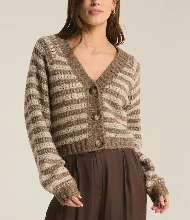 Z Supply | Este Metallic Stripe Cardigan - Campfire