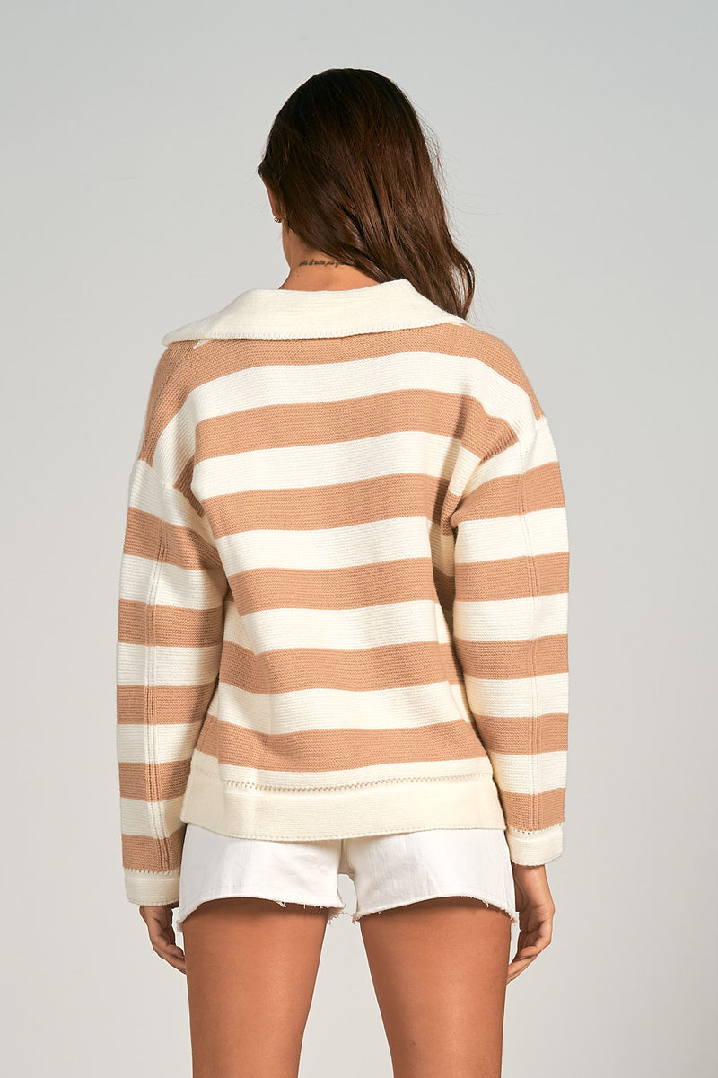 Elan: Coastal Stripe Sweater Natural