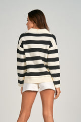 Elan: Coastal Stripe Sweater Black
