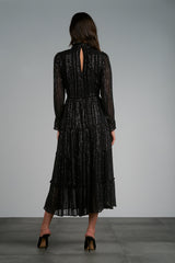 Elan: Black/Silver Stripe Midi Dress