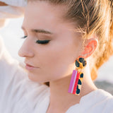 Pink Tortoise Statement Earrings